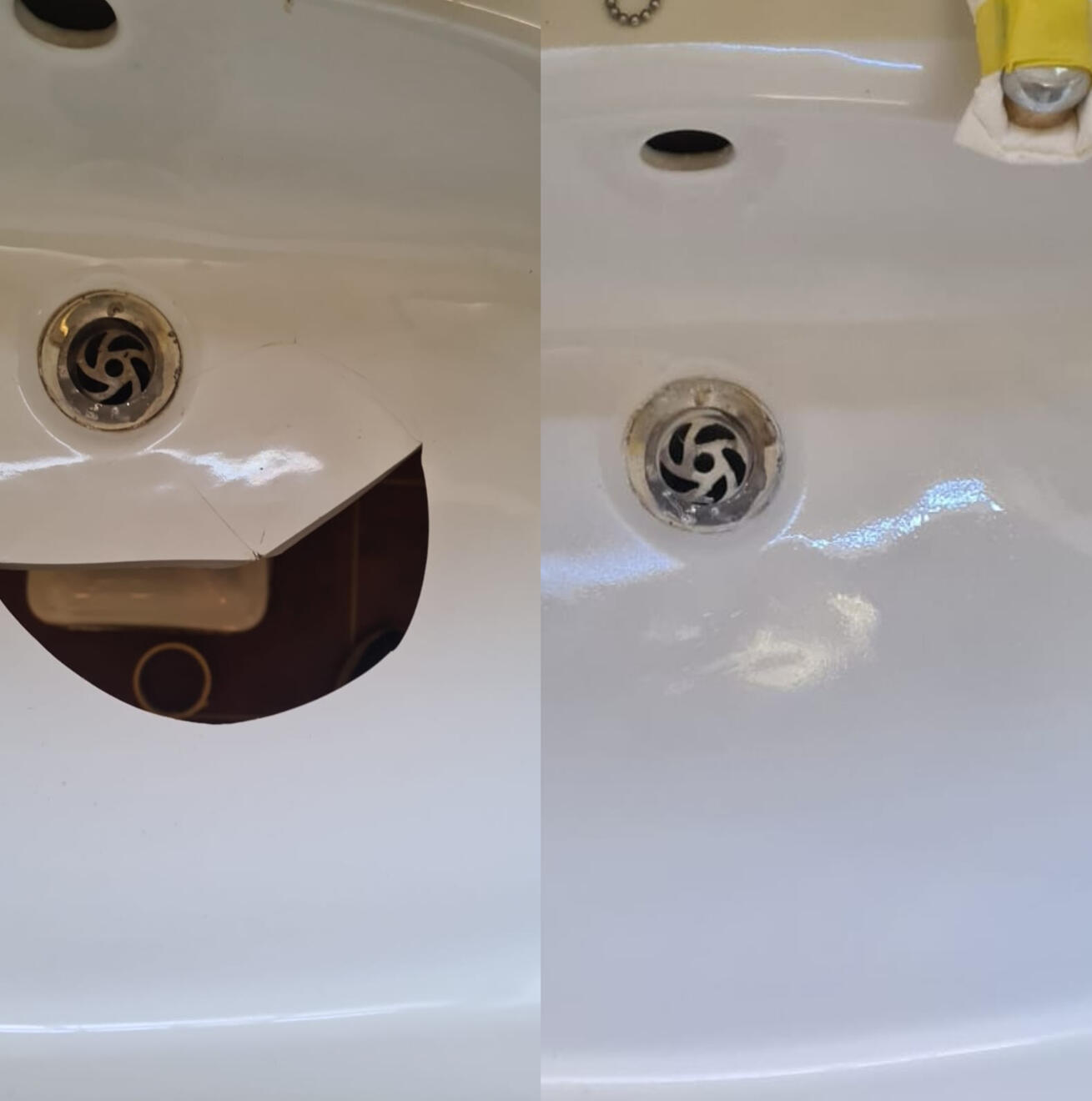 before and after pictures of a ceramic sink crack repair before and after pictures of a ceramic sink crack repair in Frome