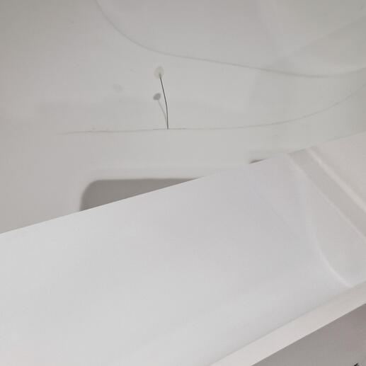 before and after pic of a shower tray crack repair completed in Yeovil