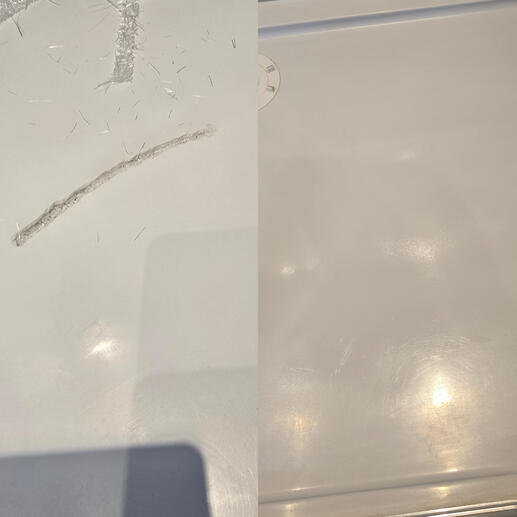 before and after pic of shower tray crack repair completed in Bridgewater Somerset