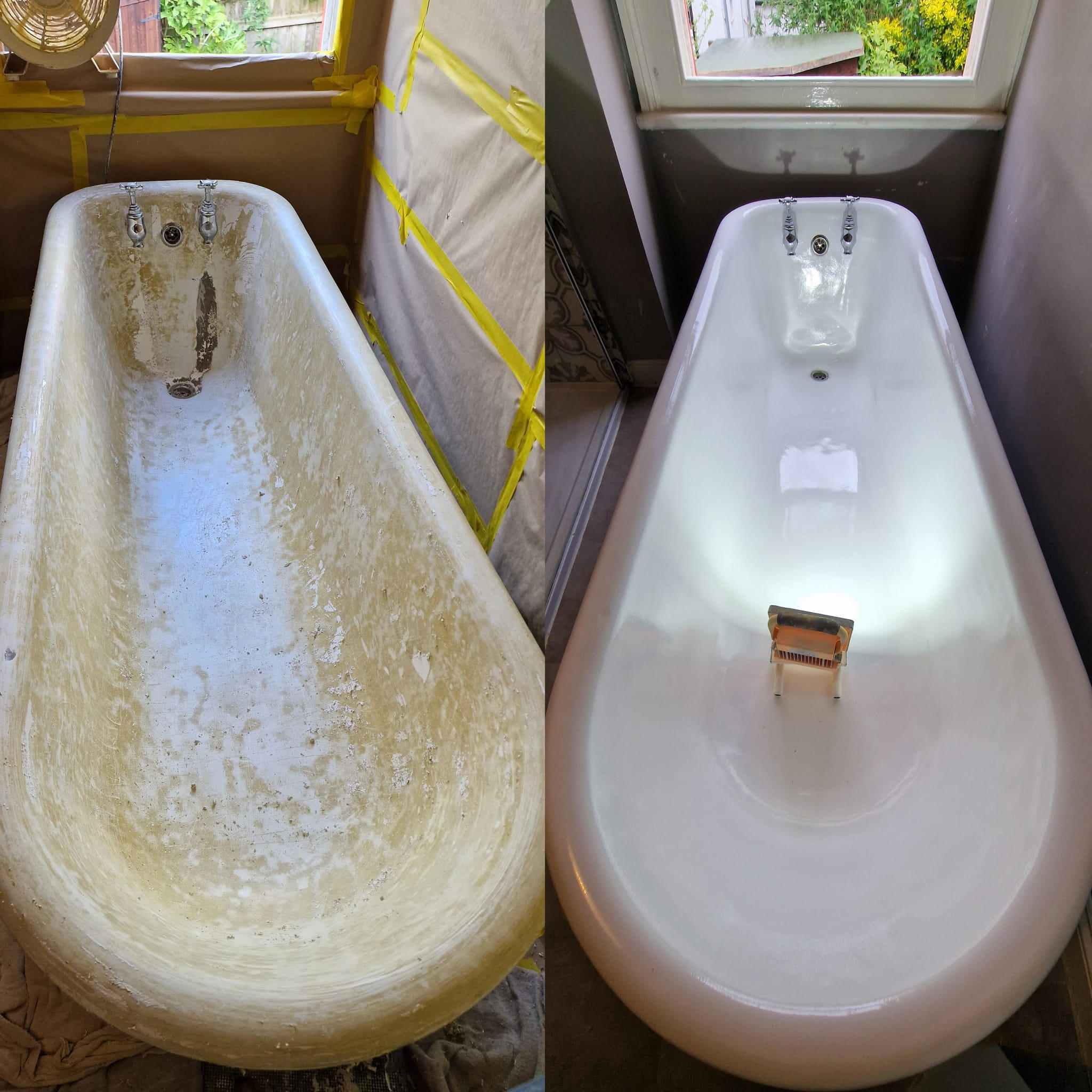 PICTURE OF A BEFORE AND AFTER OF A ROLL TOP CAST IRON BATH PICTURE OF A BEFORE AND AFTER OF A ROLL TOP CAST IRON BATH IN Taunton
